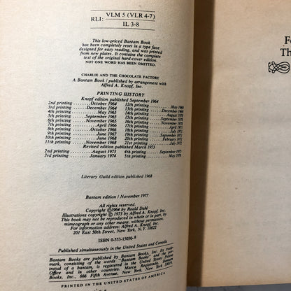 Charlie and the Chocolate Factory by Roald Dahl [1977 PAPERBACK] - Bookshop Apocalypse