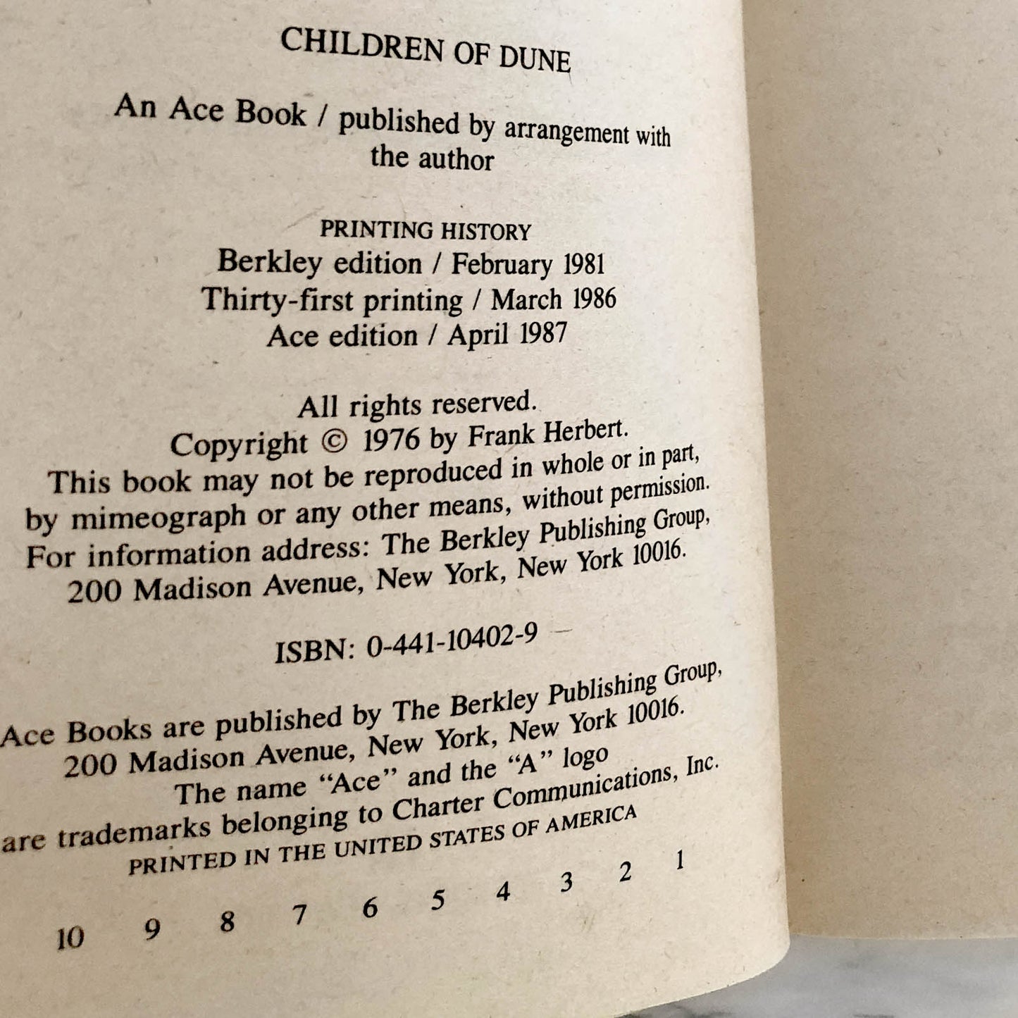 Children of Dune by Frank Herbert [1987 PAPERBACK]