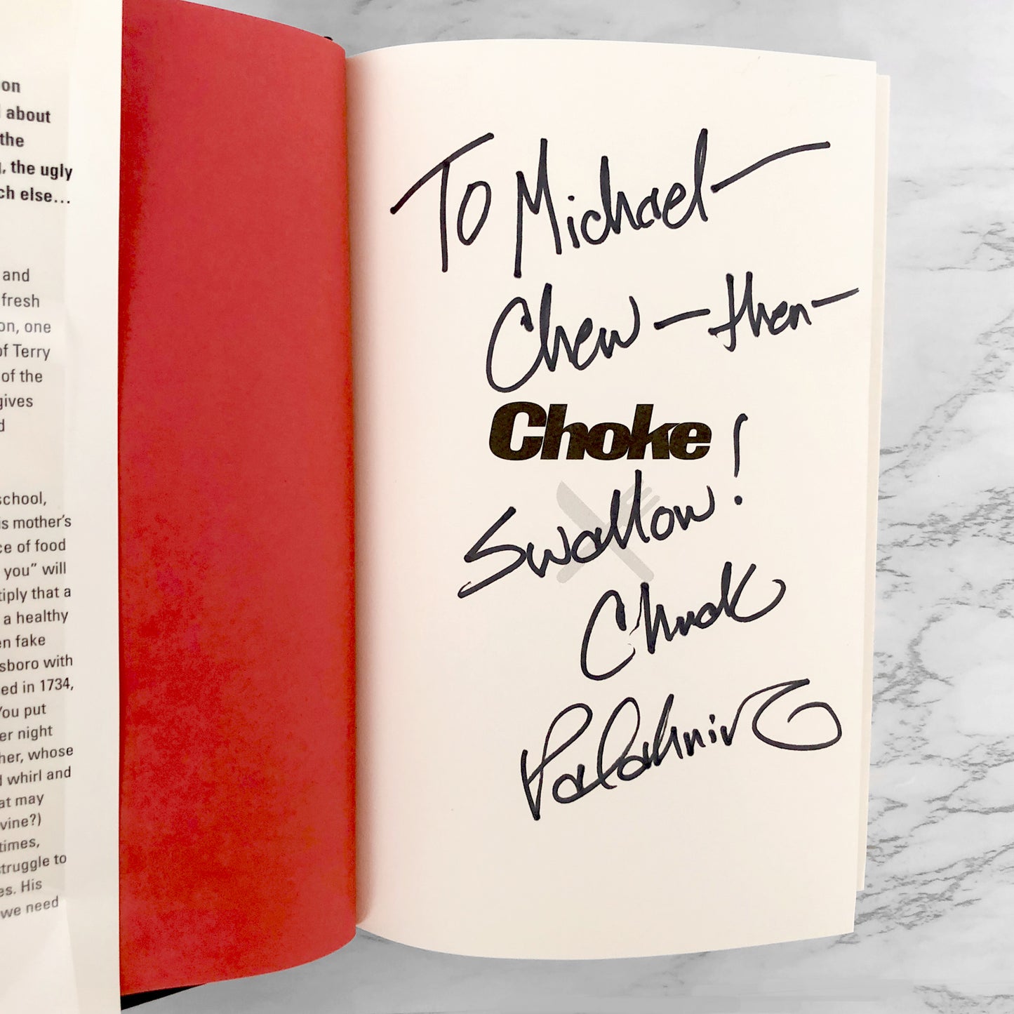 Choke by Chuck Palahniuk SIGNED! [FIRST EDITION / FIRST PRINTING] 2001