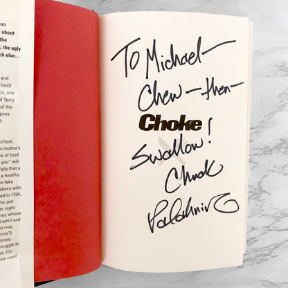 Choke by Chuck Palahniuk SIGNED! [FIRST EDITION / FIRST PRINTING] 2001