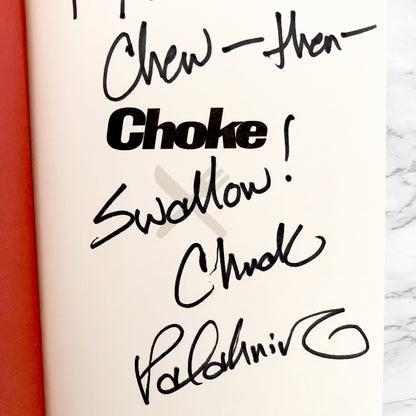 Choke by Chuck Palahniuk SIGNED! [FIRST EDITION / FIRST PRINTING] 2001