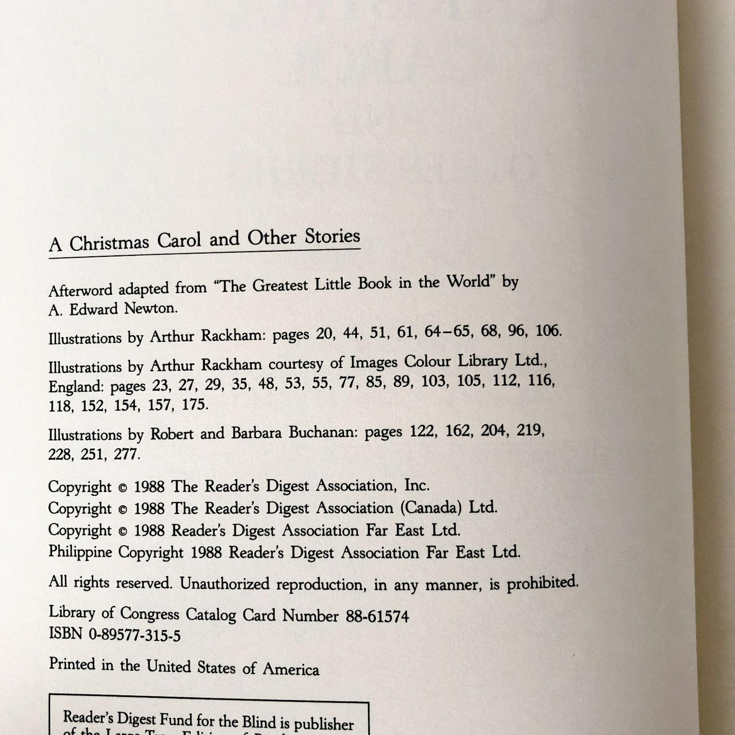 A Christmas Carol and Other Stories by Charles Dickens [ILLUSTRATED HARDCOVER] 1988