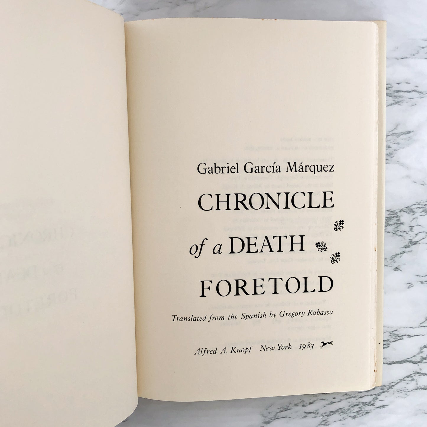 Chronicle of a Death Foretold by Gabriel García Márquez [U.S. FIRST EDITION • FIRST PRINTING] 1983