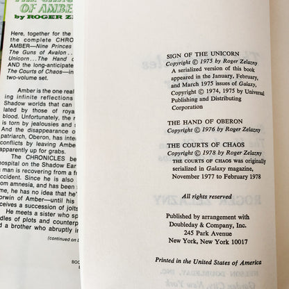 The Chronicles of Amber Omnibus: Volume II by Roger Zelazny [FIRST EDITION] 1978