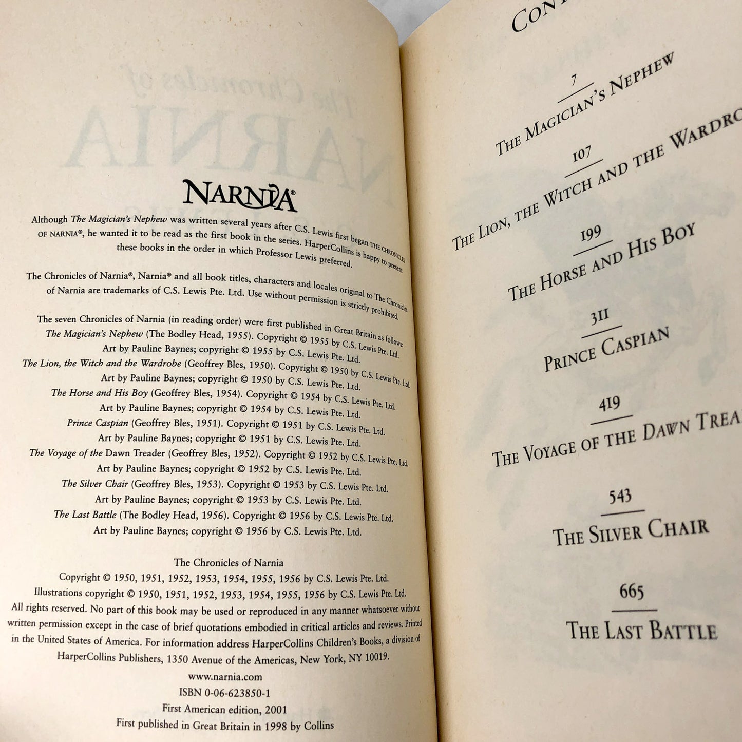 The Complete Chronicles of Narnia by C.S. Lewis [U.S. FIRST EDITION PAPERBACK] 2001