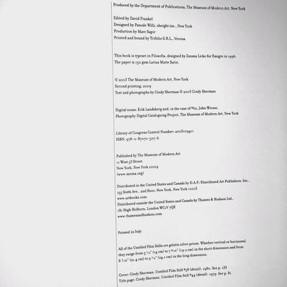 The Complete Untitled Film Stills by Cindy Sherman [FIRST EDITION] • M.O.M.A. NYC