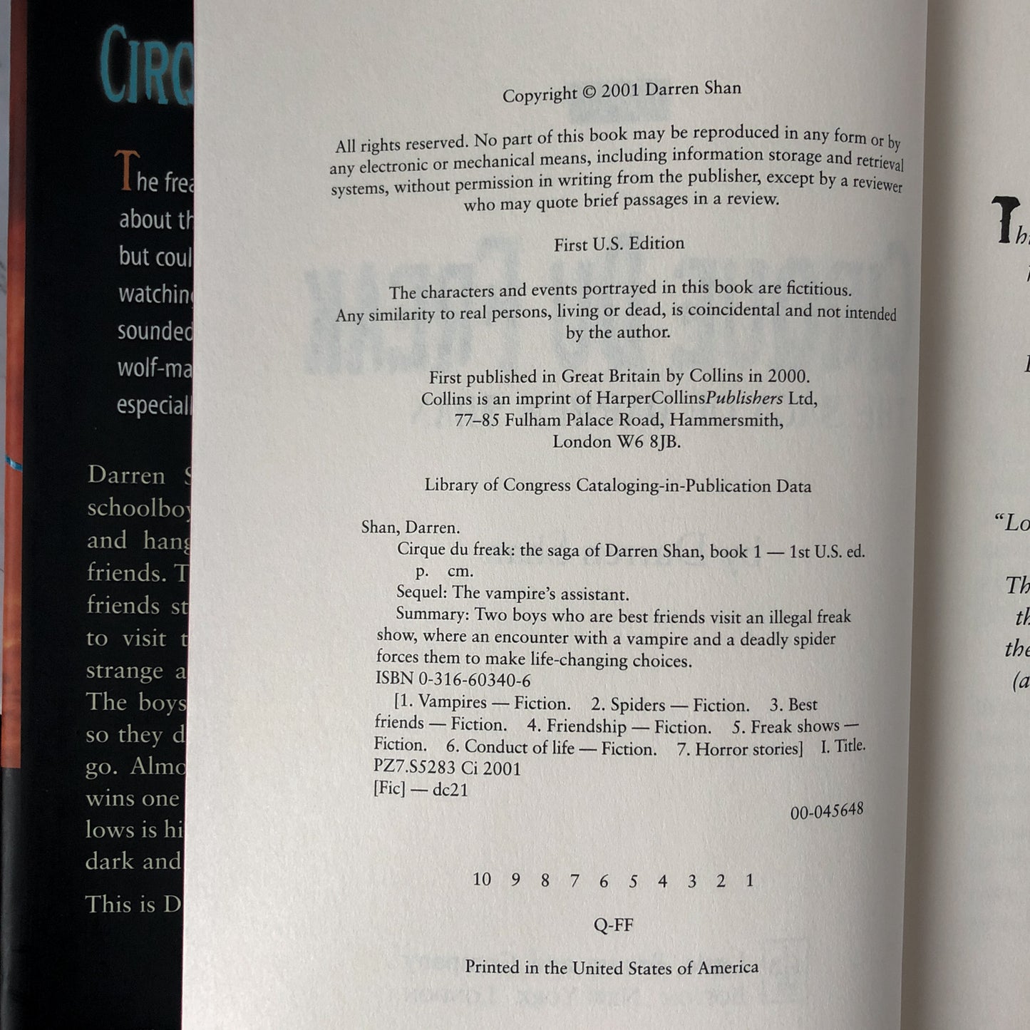 Cirque Du Freak: A Living Nightmare by Darren Shan [FIRST EDITION] - Bookshop Apocalypse