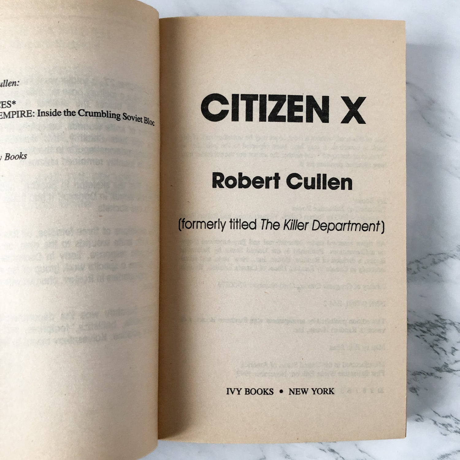 Citizen X: The Killer Department by Robert Cullen [1994 PAPERBACK] - Bookshop Apocalypse
