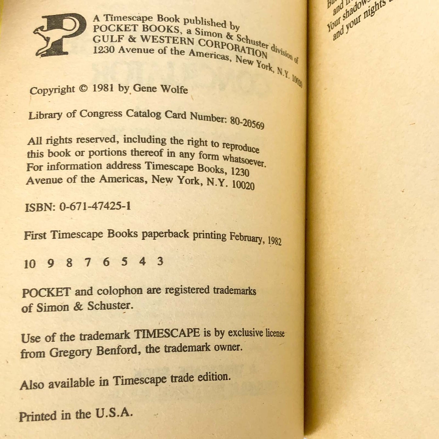 The Claw of the Conciliator by Gene Wolfe [FIRST PAPERBACK EDITION] 1982