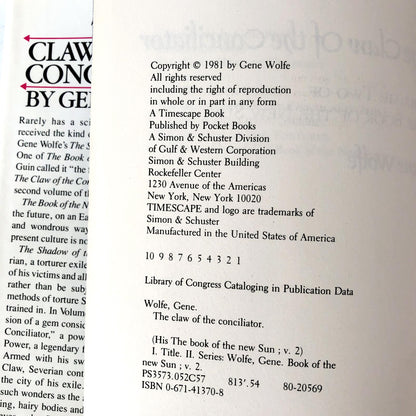 The Claw of the Conciliator by Gene Wolfe [FIRST EDITION • FIRST PRINTING] 1981