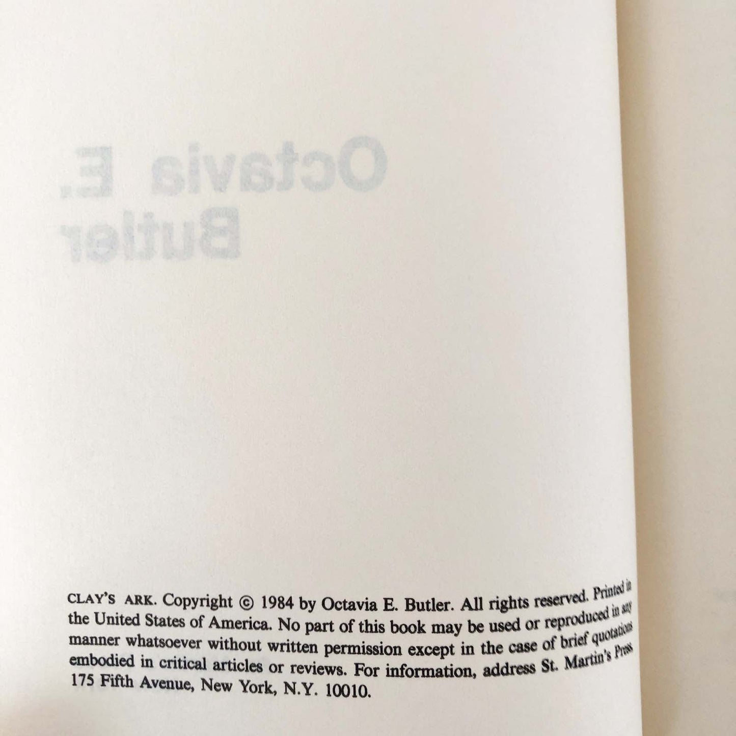 Clay's Ark by Octavia E. Butler [FIRST BOOK CLUB EDITION] 1984