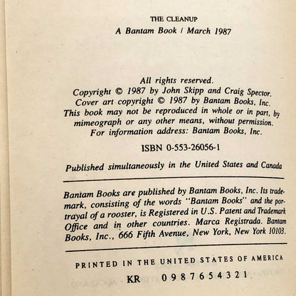 The Cleanup by John Skipp & Craig Spector [FIRST PRINTING] 1987