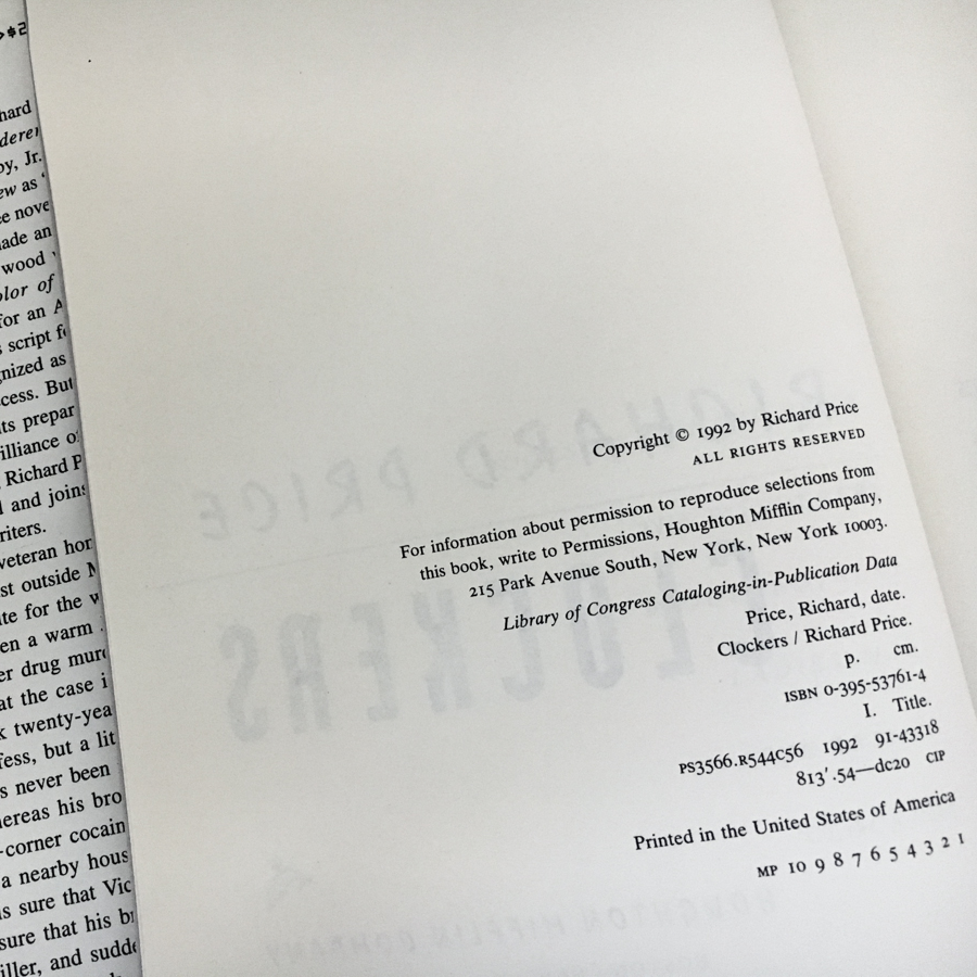 Clockers by Richard Price [FIRST EDITION / FIRST PRINTING]
