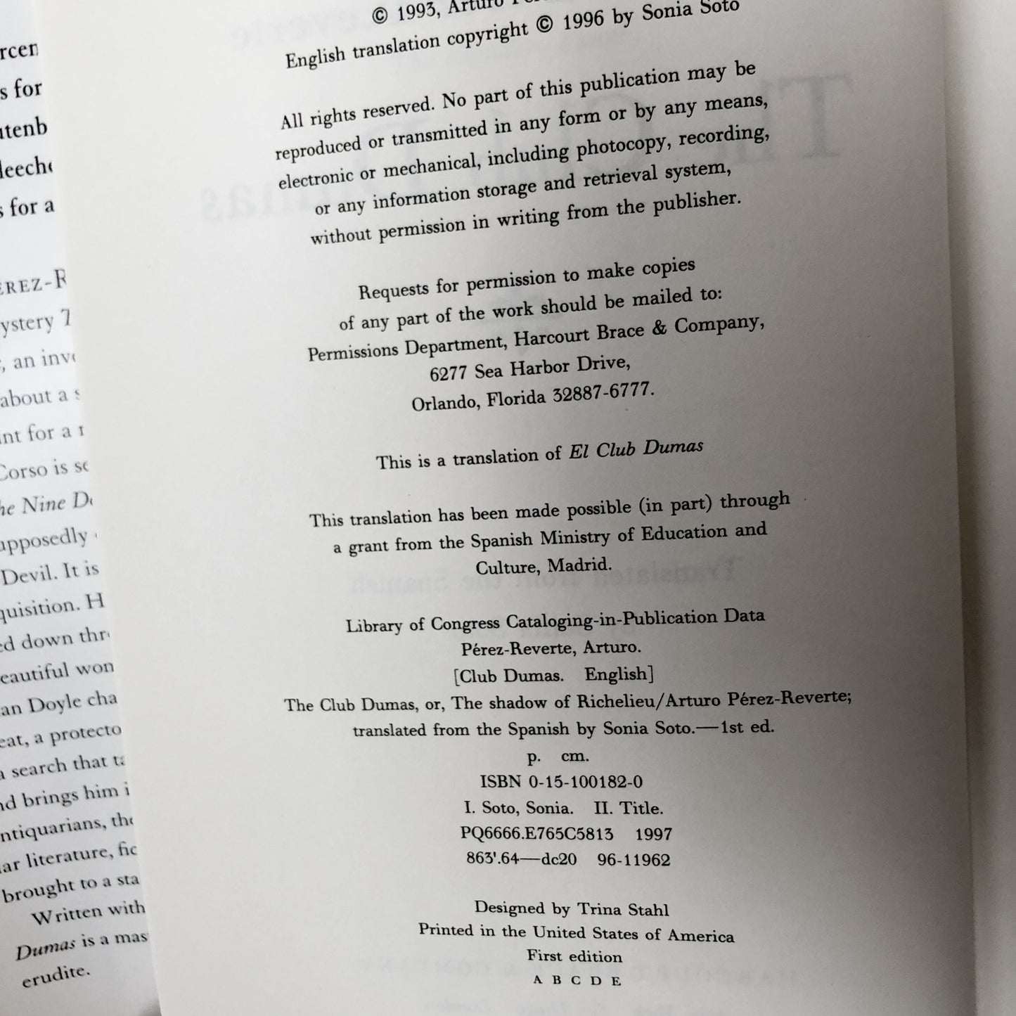 The Club Dumas by Arturo Pérez-Reverte [FIRST EDITION] - Bookshop Apocalypse