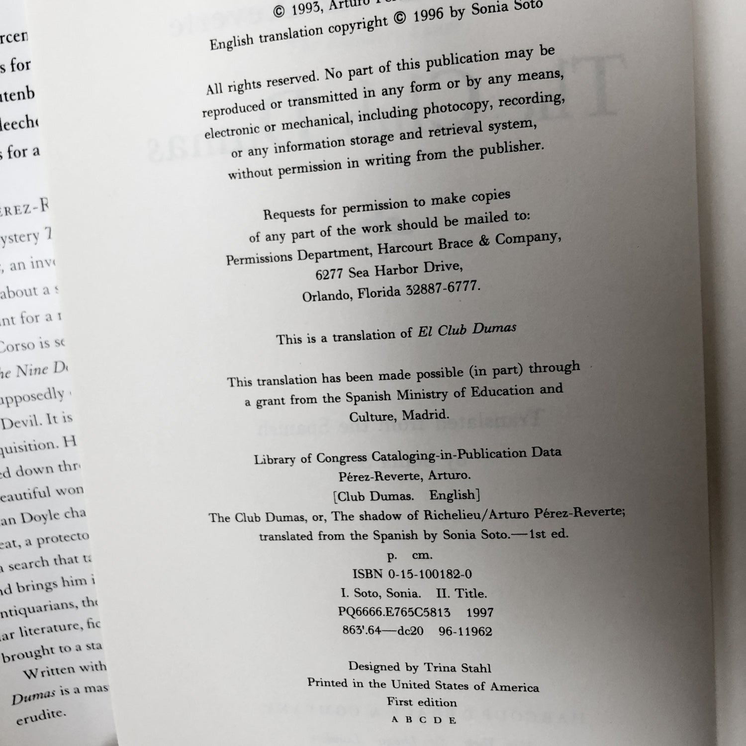 The Club Dumas by Arturo Pérez-Reverte [FIRST EDITION] - Bookshop Apocalypse