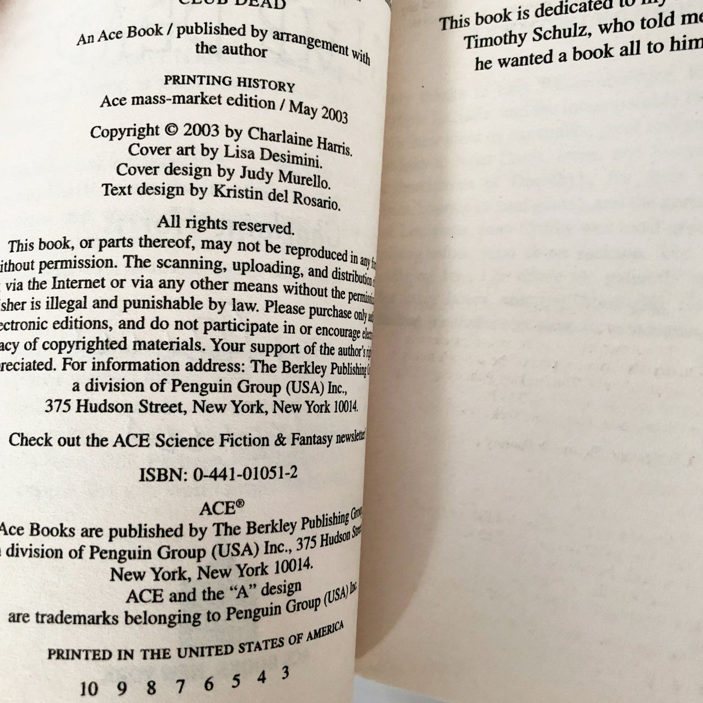 Club Dead by Charlaine Harris SIGNED! [FIRST EDITION PAPERBACK] 2003 • Sookie Stackhouse #3