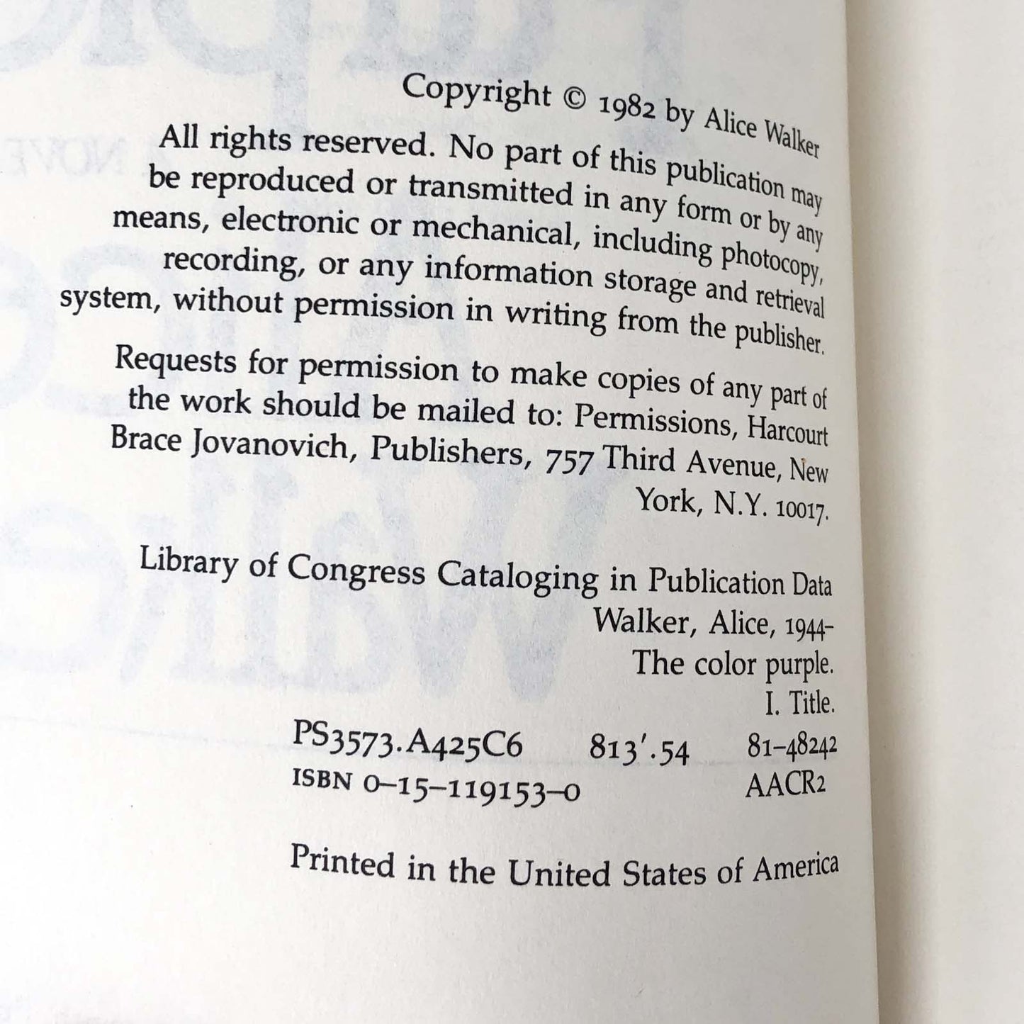 The Color Purple by Alice Walker [FIRST TRADE PAPERBACK PRINTING] 1982