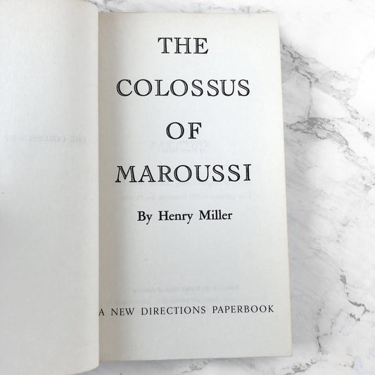 The Colossus of Maroussi by Henry Miller [1958 PAPERBACK]