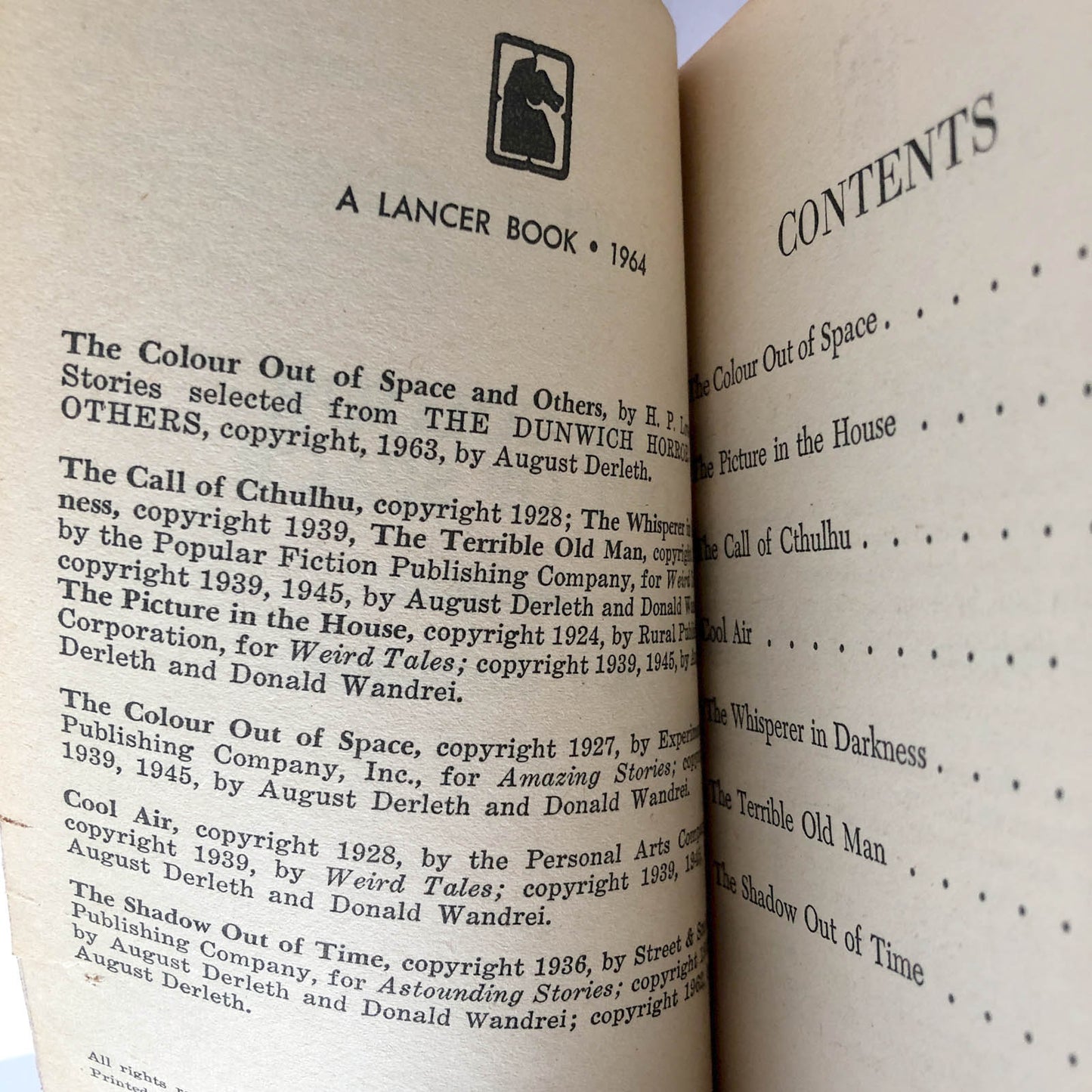 The Colour Out of Space & Others by H.P. Lovecraft [FIRST PAPERBACK PRINTING / 1964]