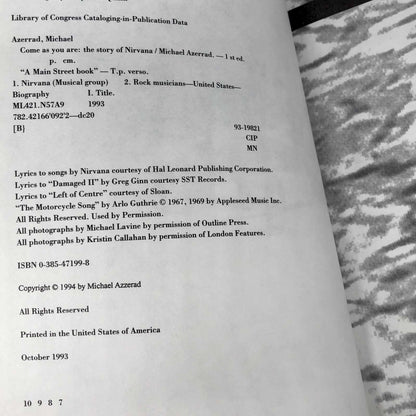 Come As You Are: The Story of Nirvana by Michael Azerrad [1993 TRADE PAPERBACK]