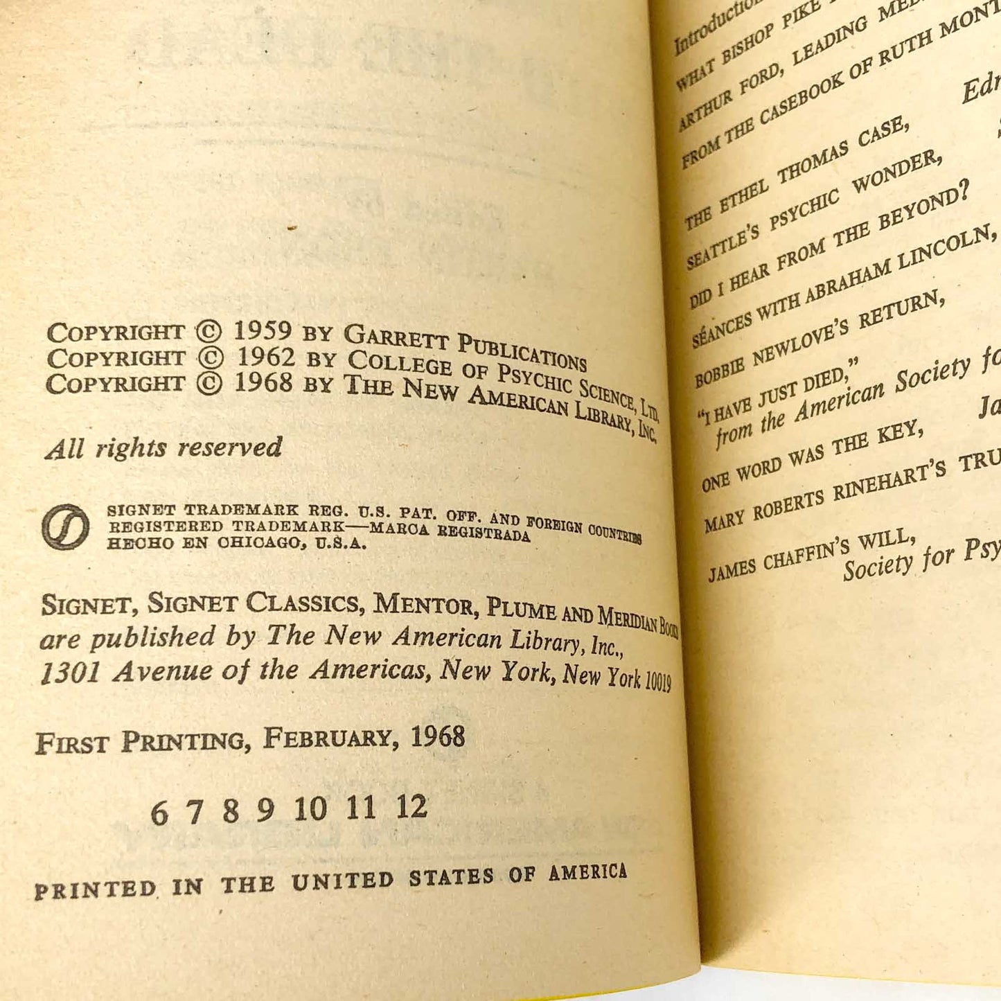 True Experiences in Communicating with the Dead by Martin Ebon [1968 PAPERBACK]
