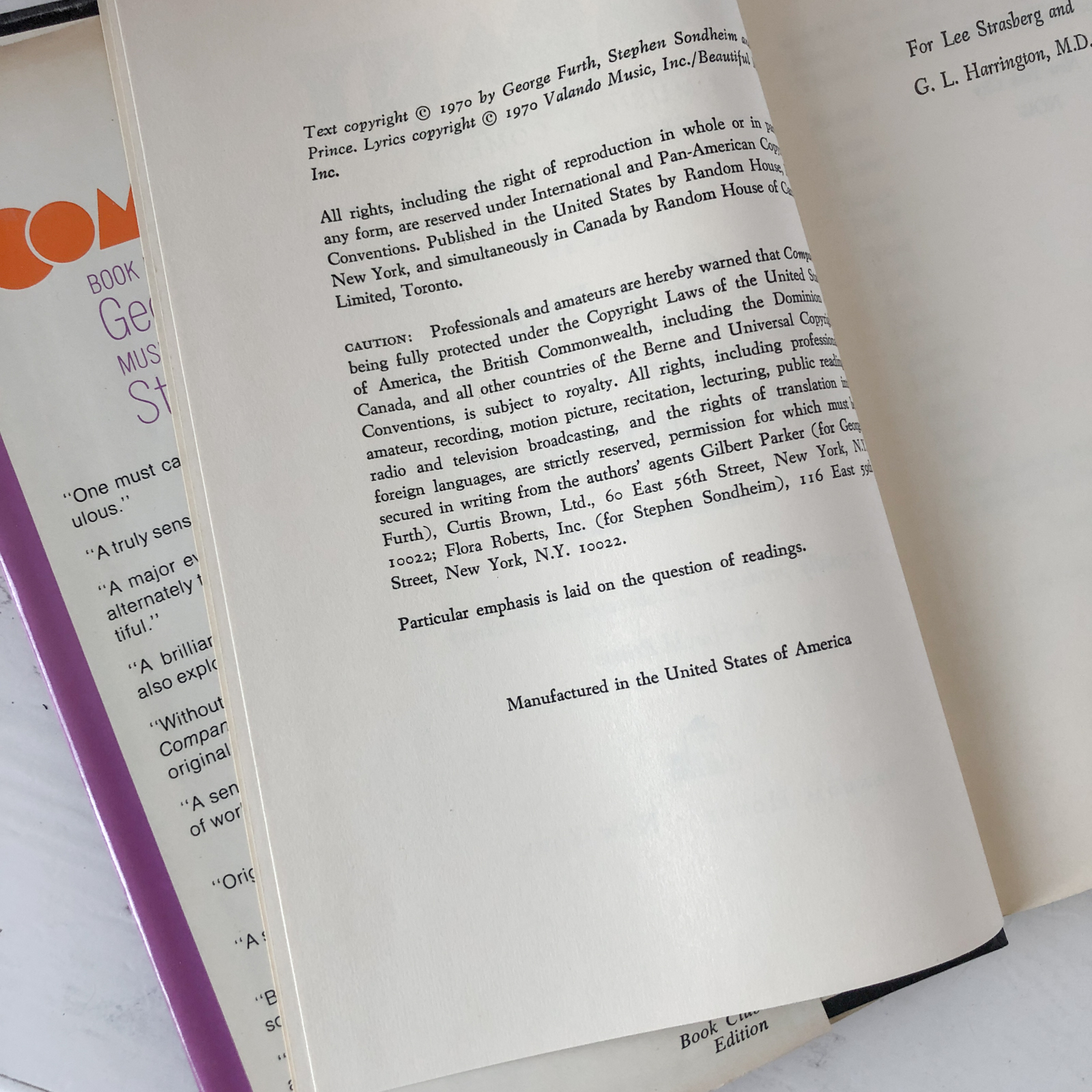 Company : A Musical Comedy by George Furth & Stephen Sondheim  [BCE] - Bookshop Apocalypse