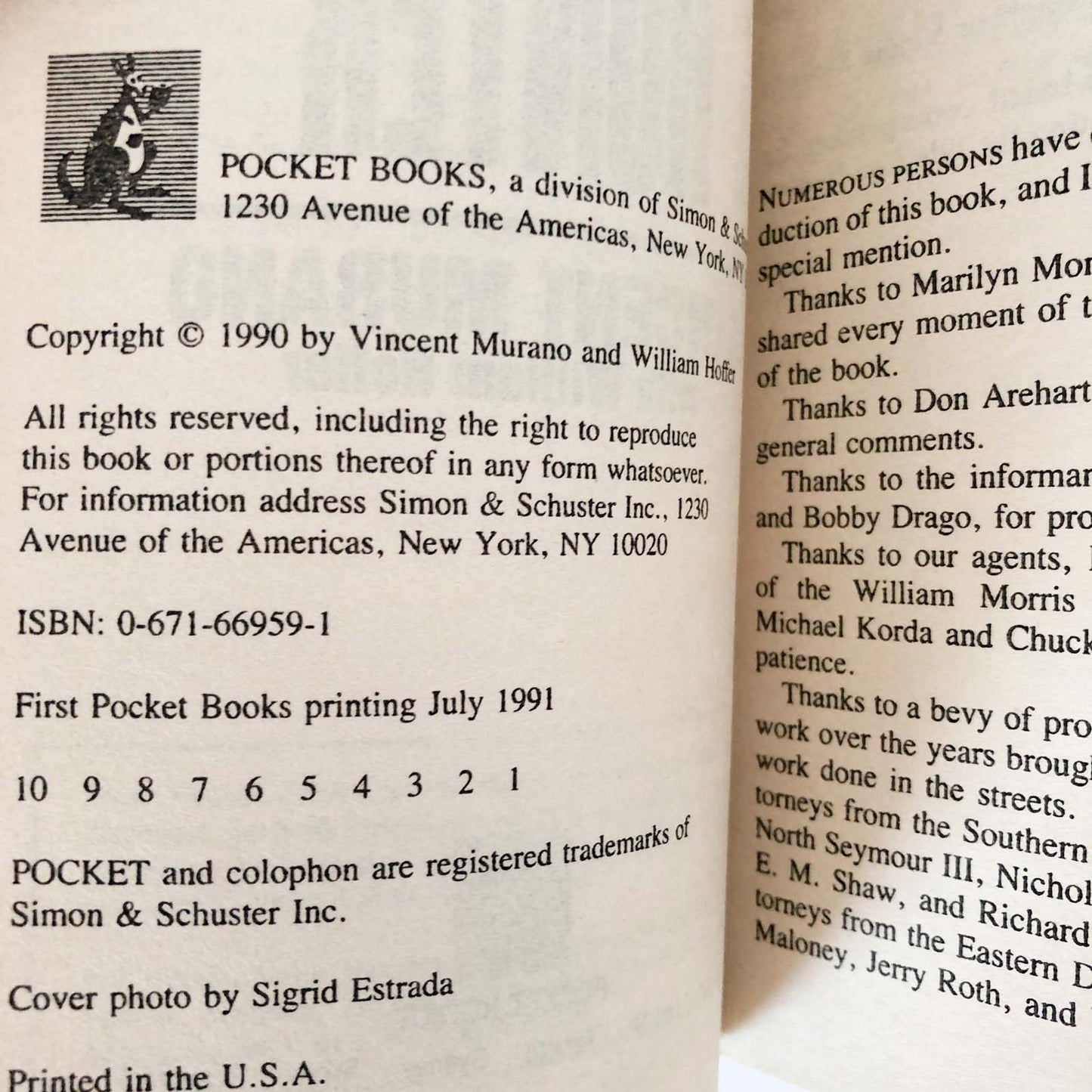 Cop Hunter by Vincent Murano w/ William Hoffer [FIRST PAPERBACK PRINTING / 1991]