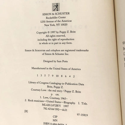 Courtney Love: The Real Story by Poppy Z. Brite [FIRST EDITION • FIRST PRINTING] 1997