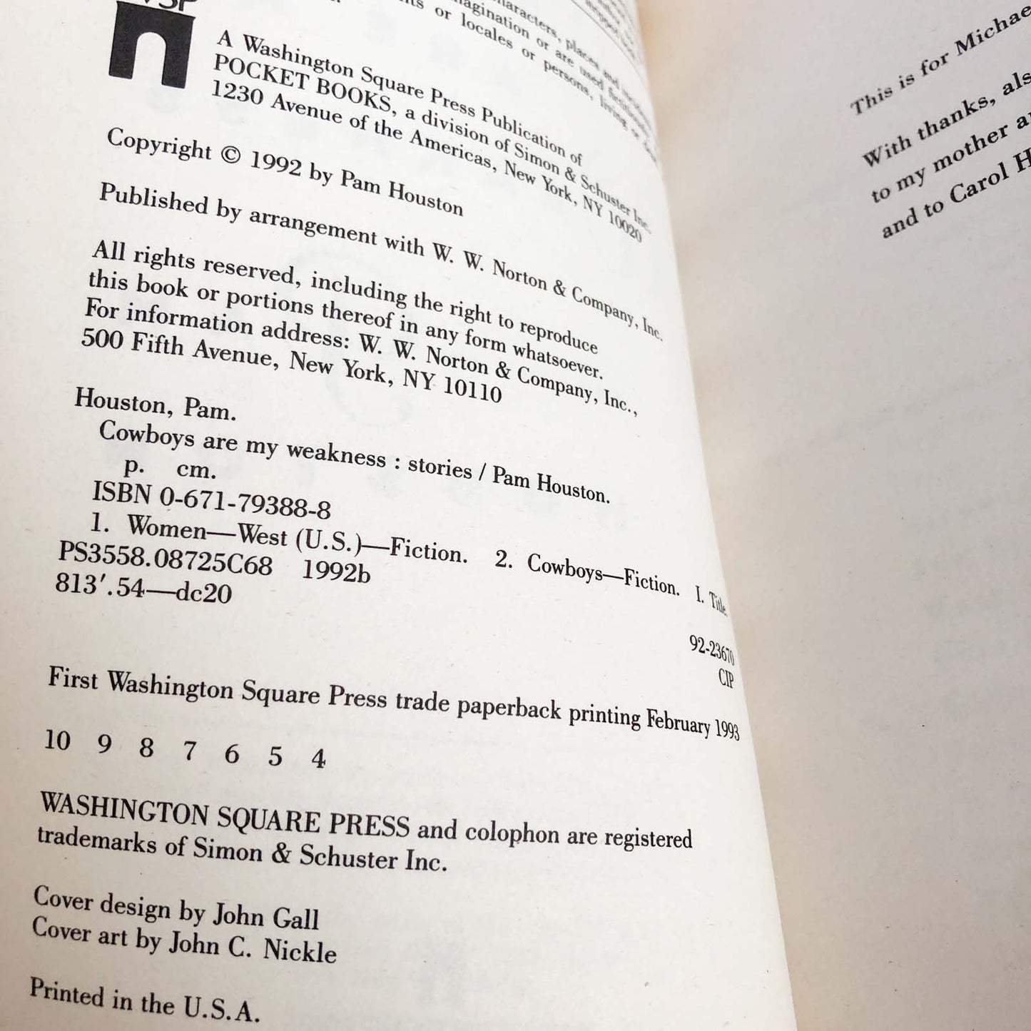Cowboys Are My Weakness by Pam Houston [TRADE PAPERBACK / 1993]