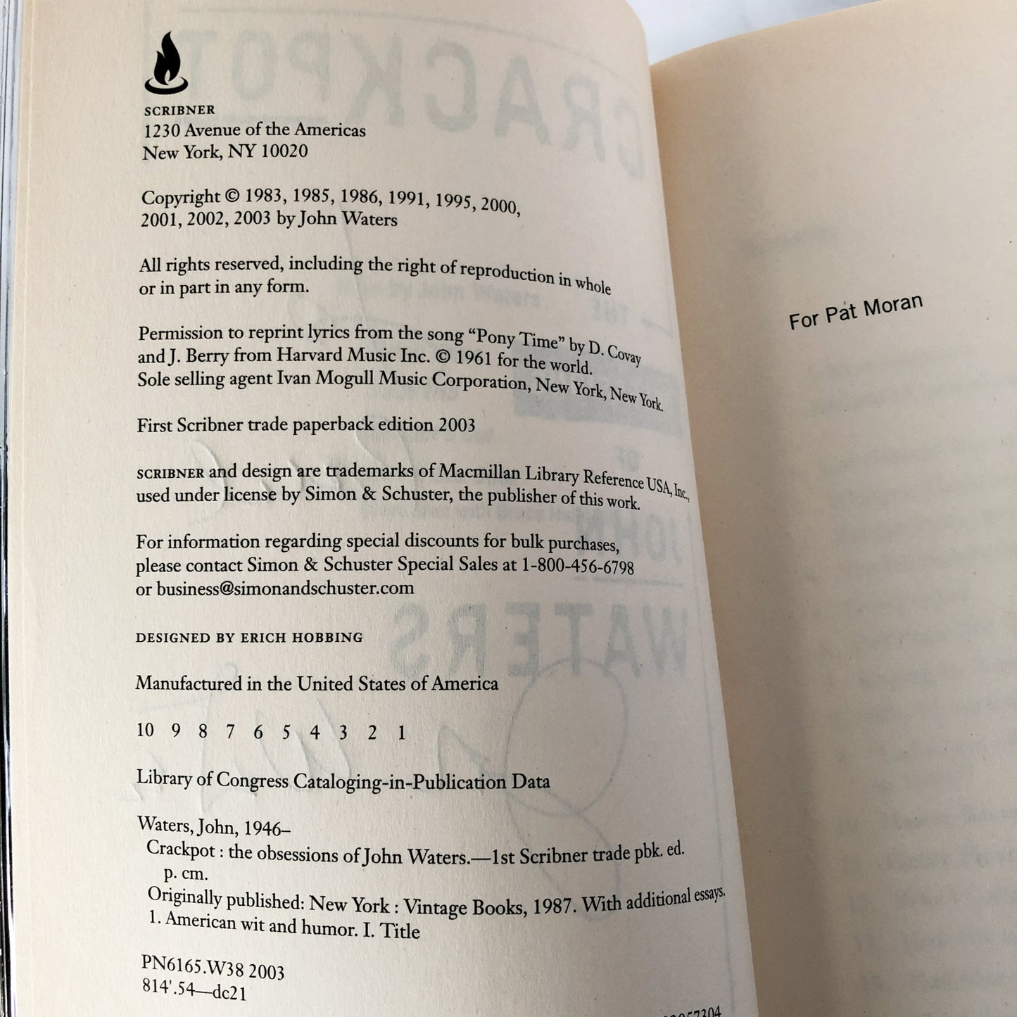 Crackpot: The Obsessions of John Waters SIGNED! [TRADE PAPERBACK]