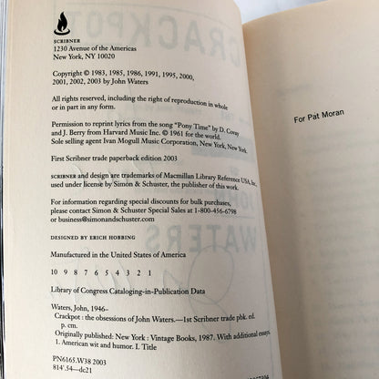 Crackpot: The Obsessions of John Waters SIGNED! [TRADE PAPERBACK]