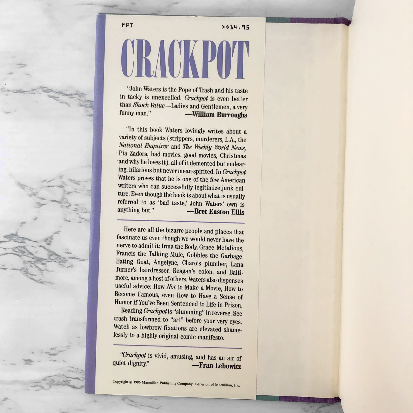 Crackpot: The Obsessions of John Waters [FIRST EDITION / FIRST PRINTING] 1986