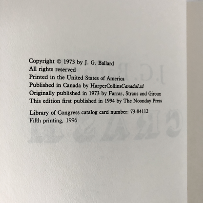 Crash by J.G. Ballard [1996 TRADE PAPERBACK] - Bookshop Apocalypse