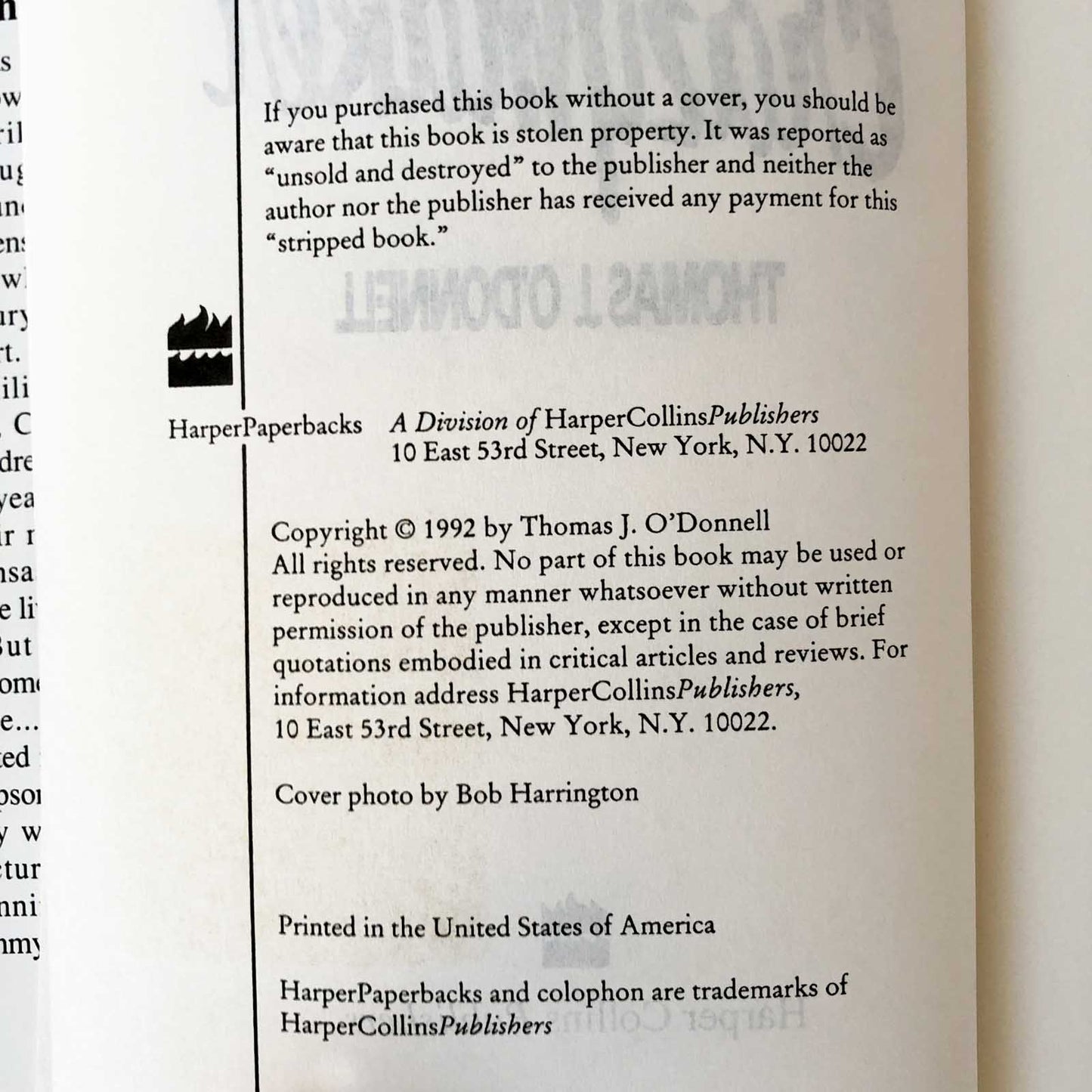 Crazymaker by Thomas Joseph O'Donnell [FIRST HARDCOVER EDITION] 1992