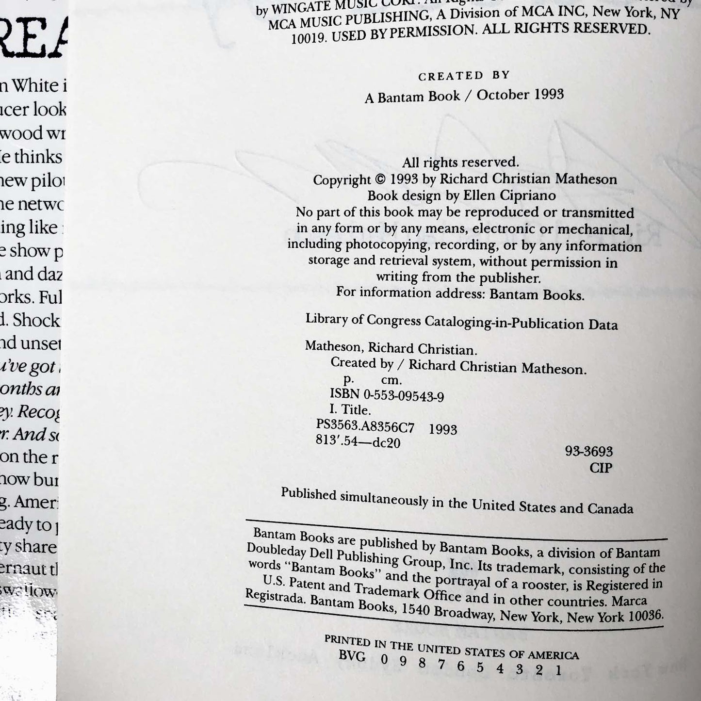 Created By by Richard Christian Matheson SIGNED! [FIRST EDITION / FIRST PRINTING] 1993