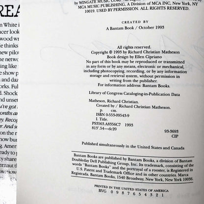 Created By by Richard Christian Matheson SIGNED! [FIRST EDITION / FIRST PRINTING] 1993