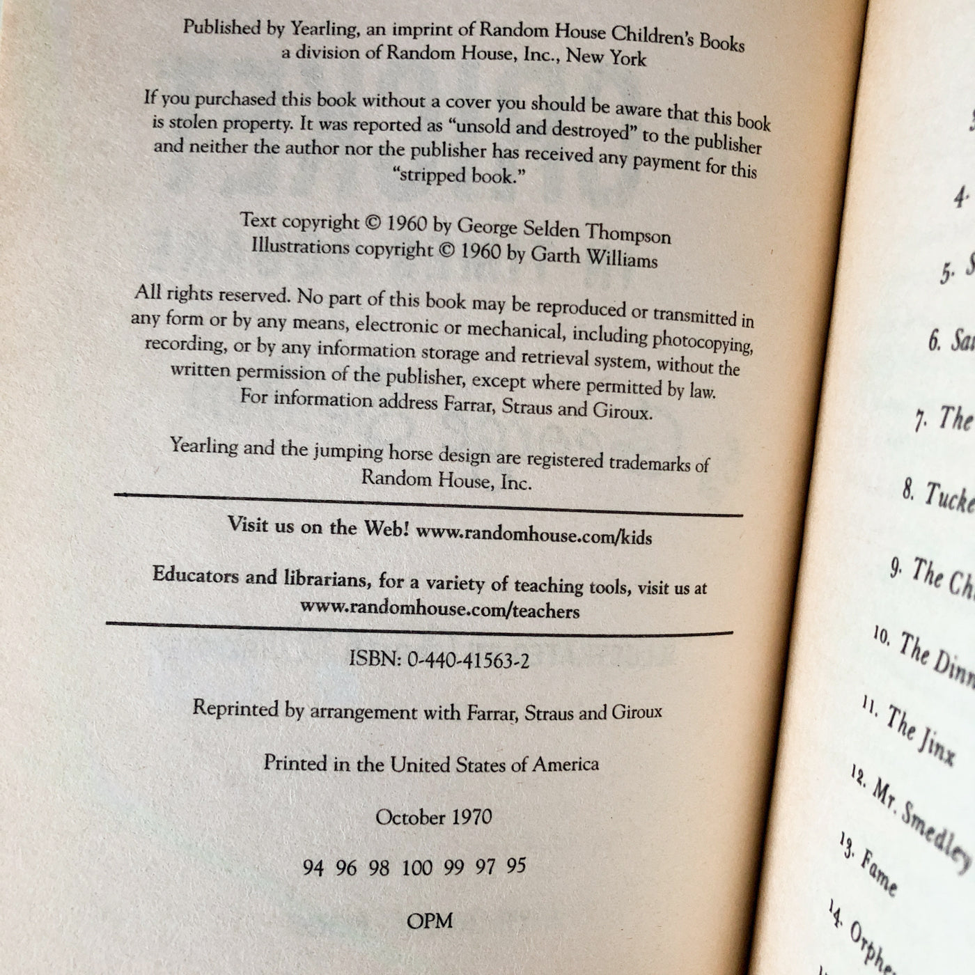 The Cricket in Times Square by George Selden [TRADE PAPERBACK] 1970 • Yearling