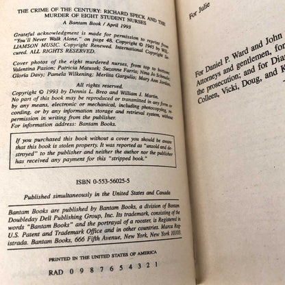The Crime of the Century: Richard Speck & The Murders of 8 Student Nurses by Dennis L. Breo [FIRST EDITION] 1993