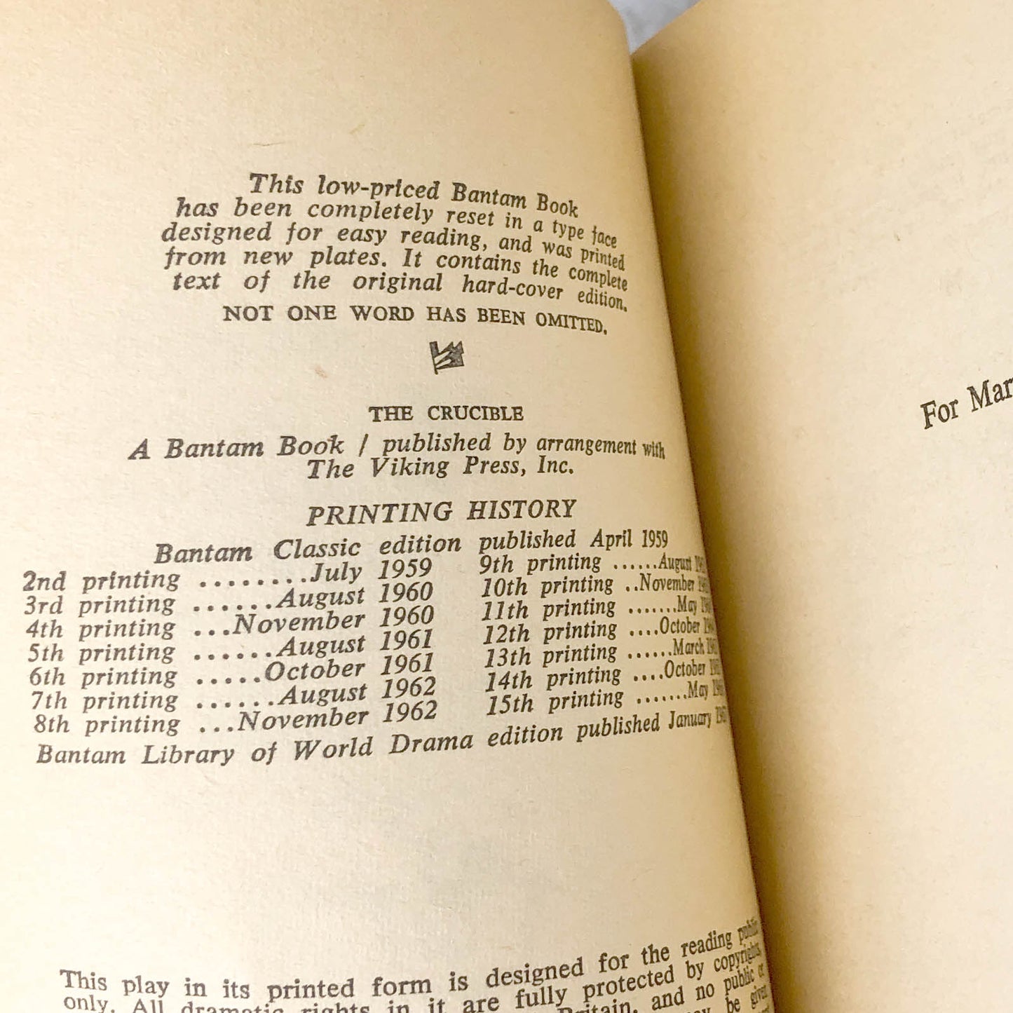 The Crucible by Arthur Miller [1967 PAPERBACK]