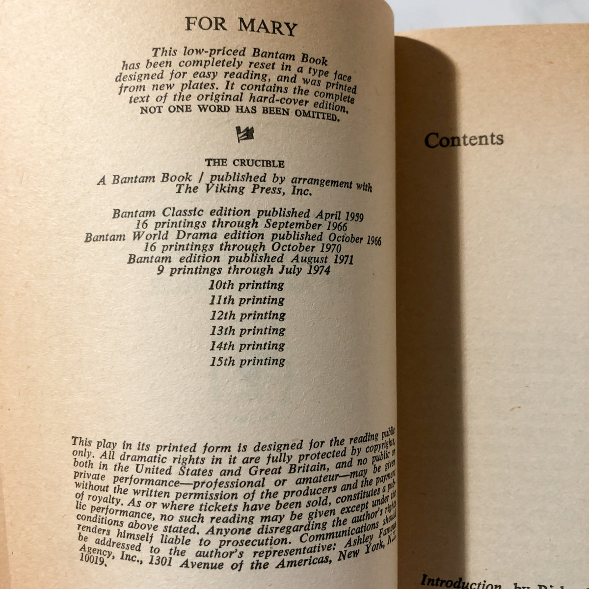 The Crucible by Arthur Miller [1974 PAPERBACK]