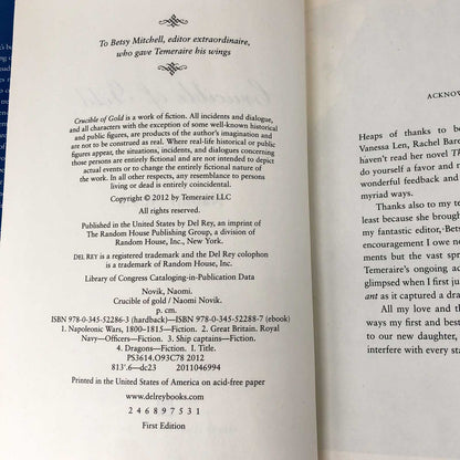 Crucible of Gold by Naomi Novik [FIRST EDITION • FIRST PRINTING] Temeraire #7