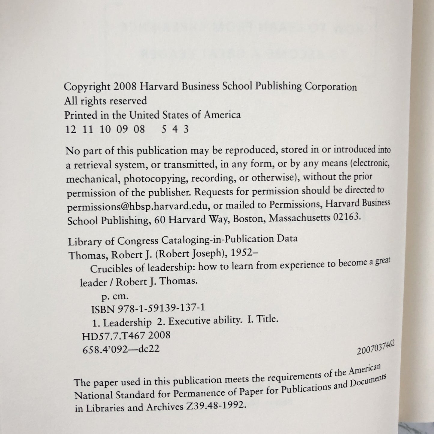 Crucibles of Leadership: How to Learn from Experience to Become a Great Leader by Robert J. Thomas [FIRST EDITION] - Bookshop Apocalypse