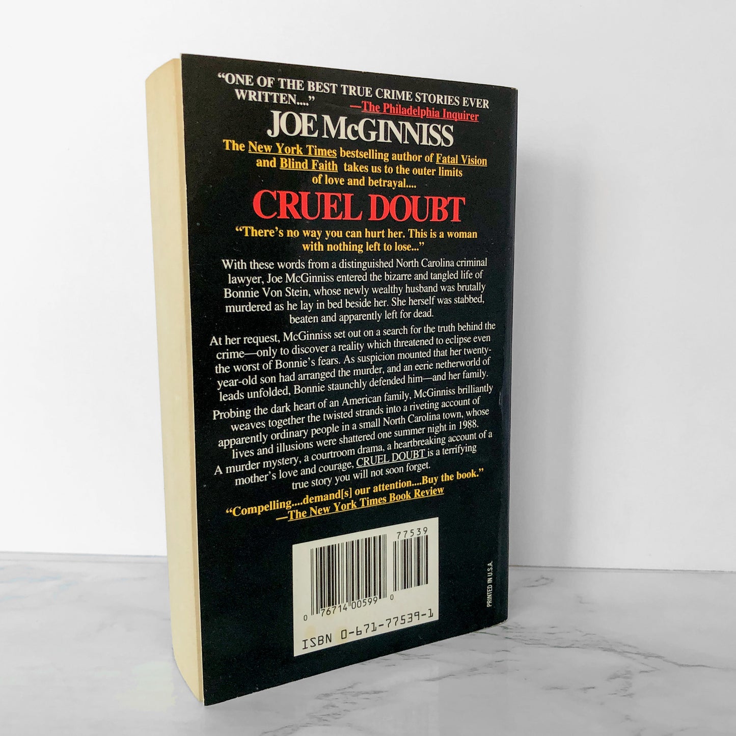 Cruel Doubt by Joe McGinniss [1992 PAPERBACK]