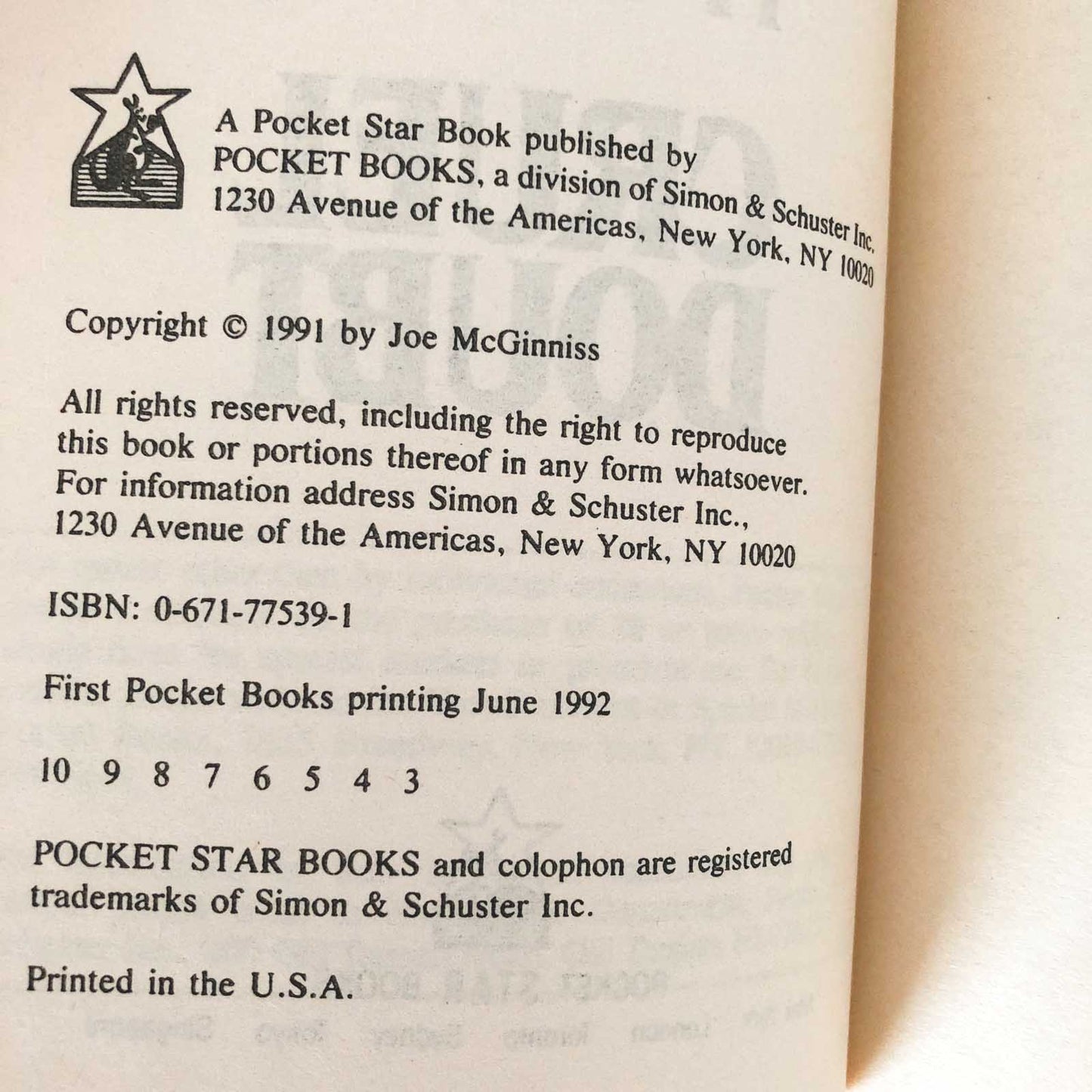 Cruel Doubt by Joe McGinniss [1992 PAPERBACK]