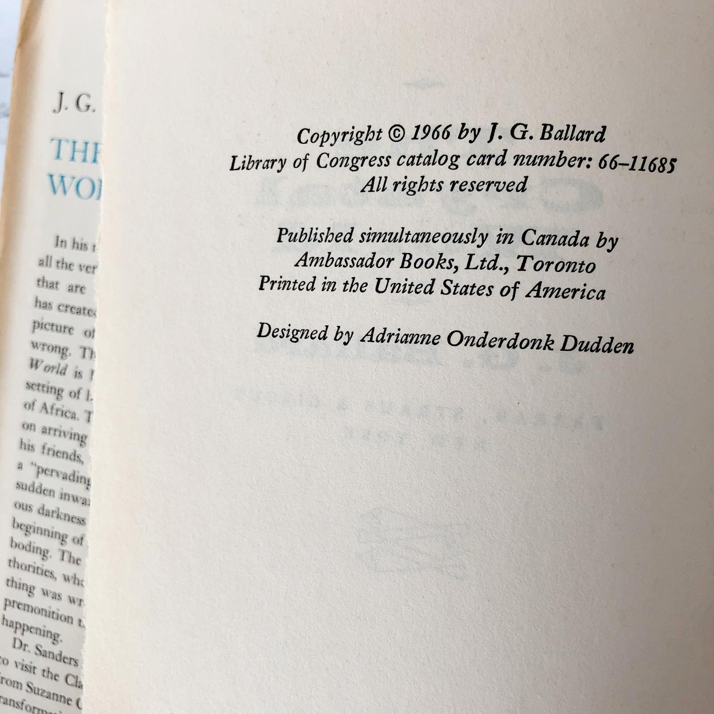 The Crystal World by J.G. Ballard [BOOK CLUB EDITION / 1966]
