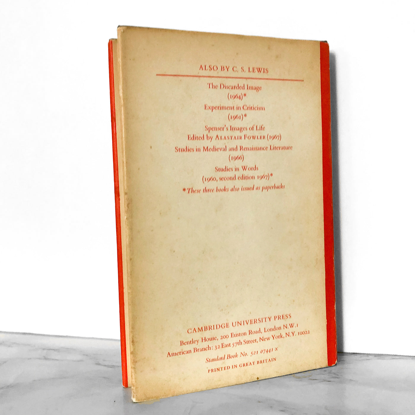 Selected Literary Essays by C.S. Lewis [FIRST EDITION / 1969]