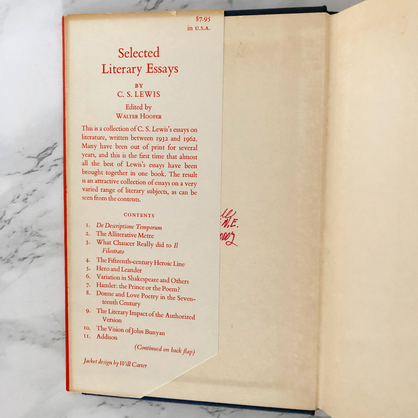 Selected Literary Essays by C.S. Lewis [FIRST EDITION / 1969]