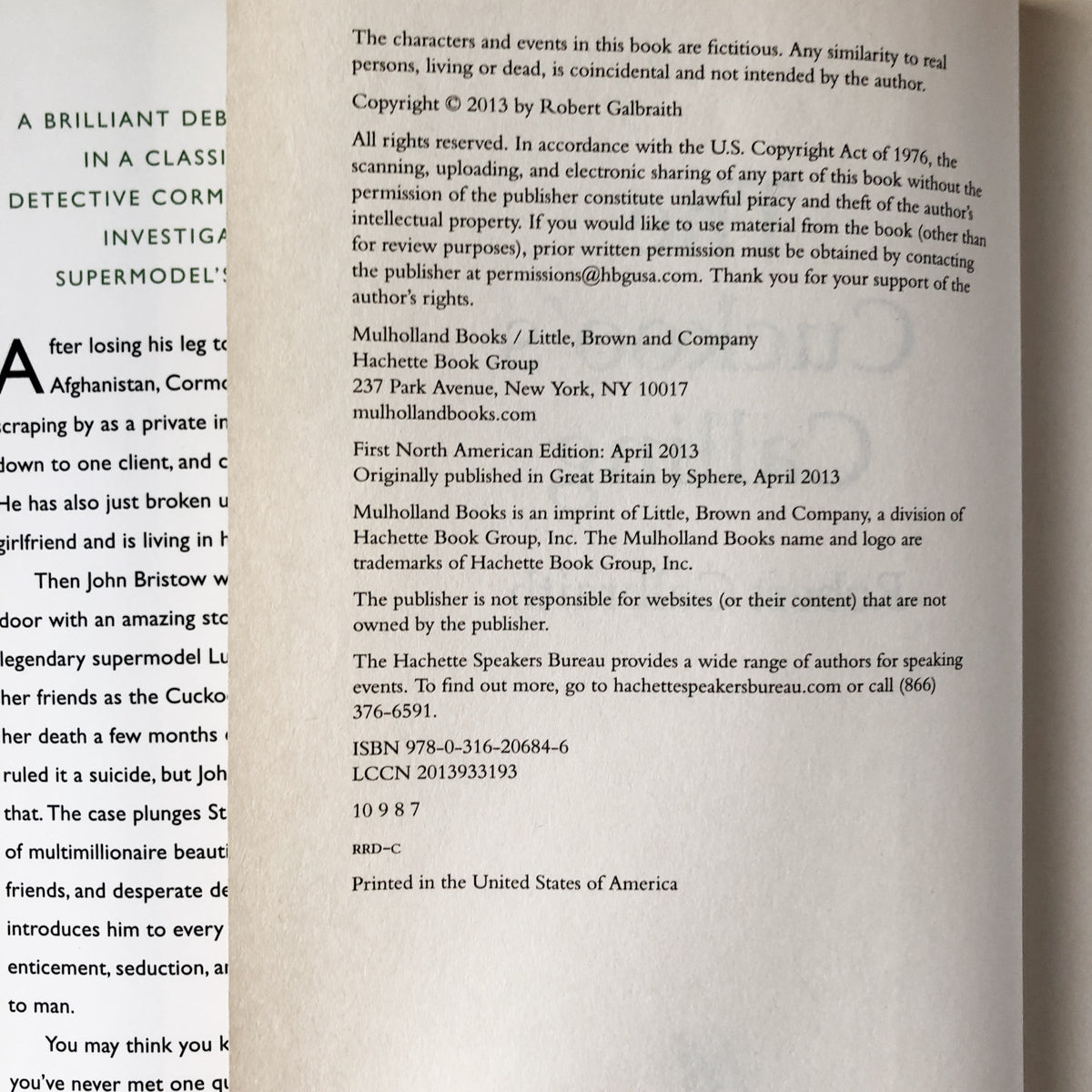 The Cuckoo's Calling by Robert Galbraith AKA J.K. Rowling [FIRST EDITION] - Bookshop Apocalypse