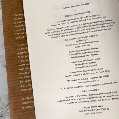 The Curious Incident of the Dog in the Night-Time by Mark Haddon [U.K. FIRST EDITION] 2003 • Jonathan Cape