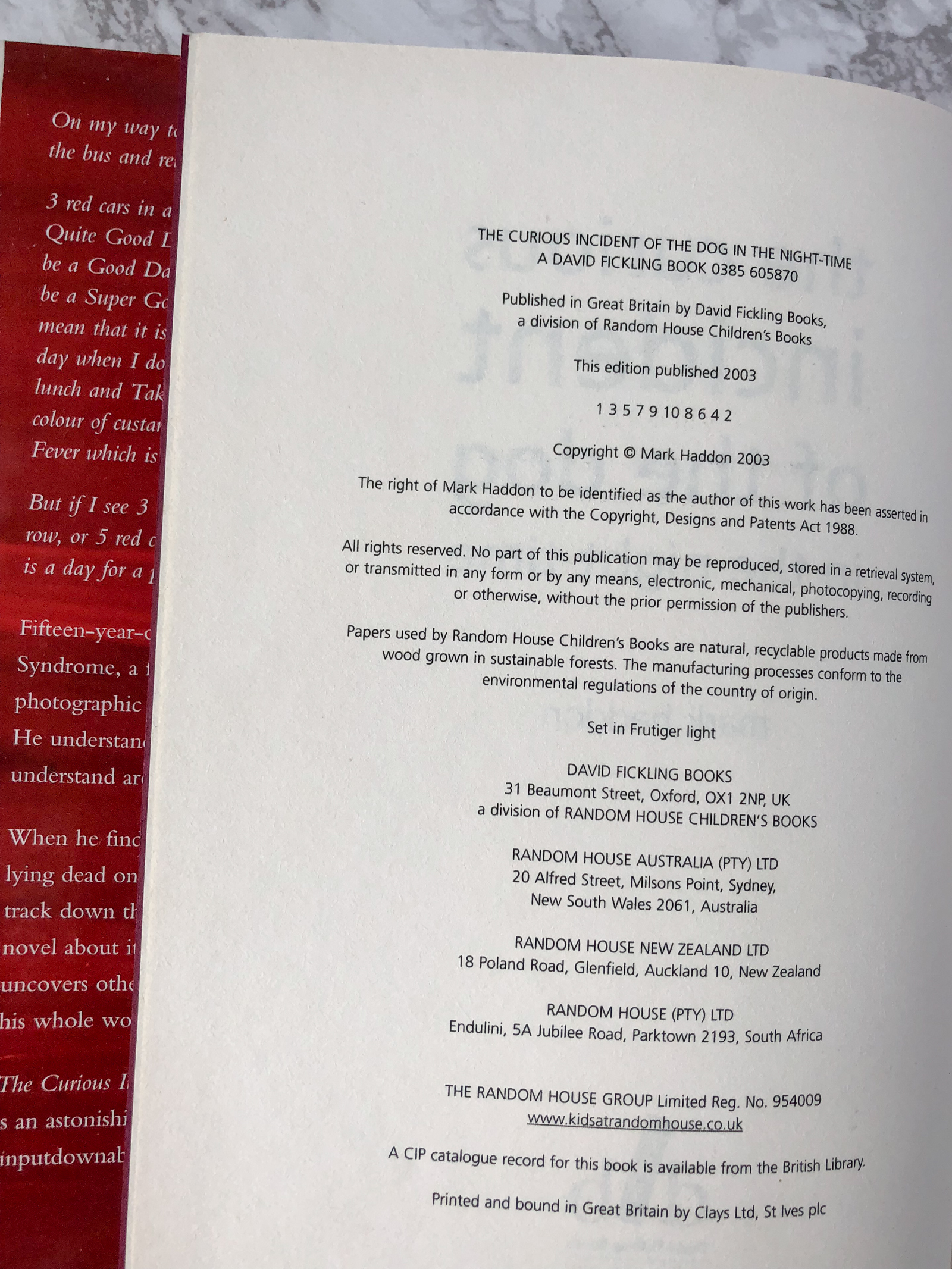 The Curious Incident of the Dog in the Night-Time by Mark Haddon [UK FIRST EDITION / FIRST PRINTING] - Bookshop Apocalypse